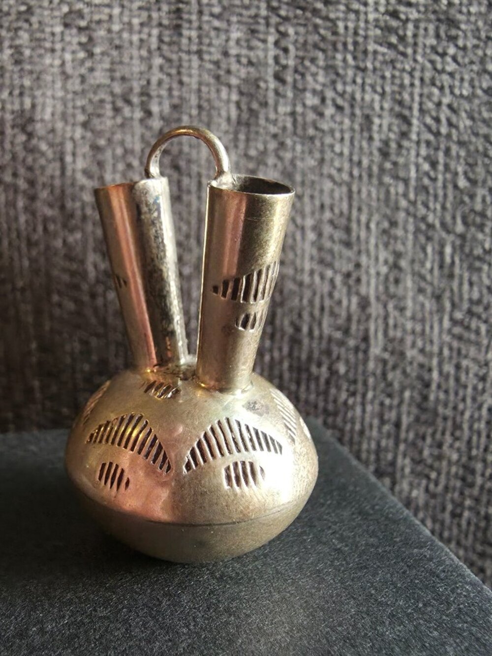 Navajo Wedding Vase Signed Elizabeth Whitman EMW Double Necked Pot - Sterling